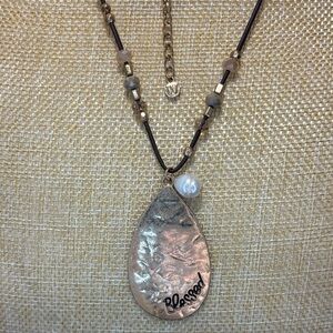 Worthington Silver Teardrop Necklace with Pearl Accent